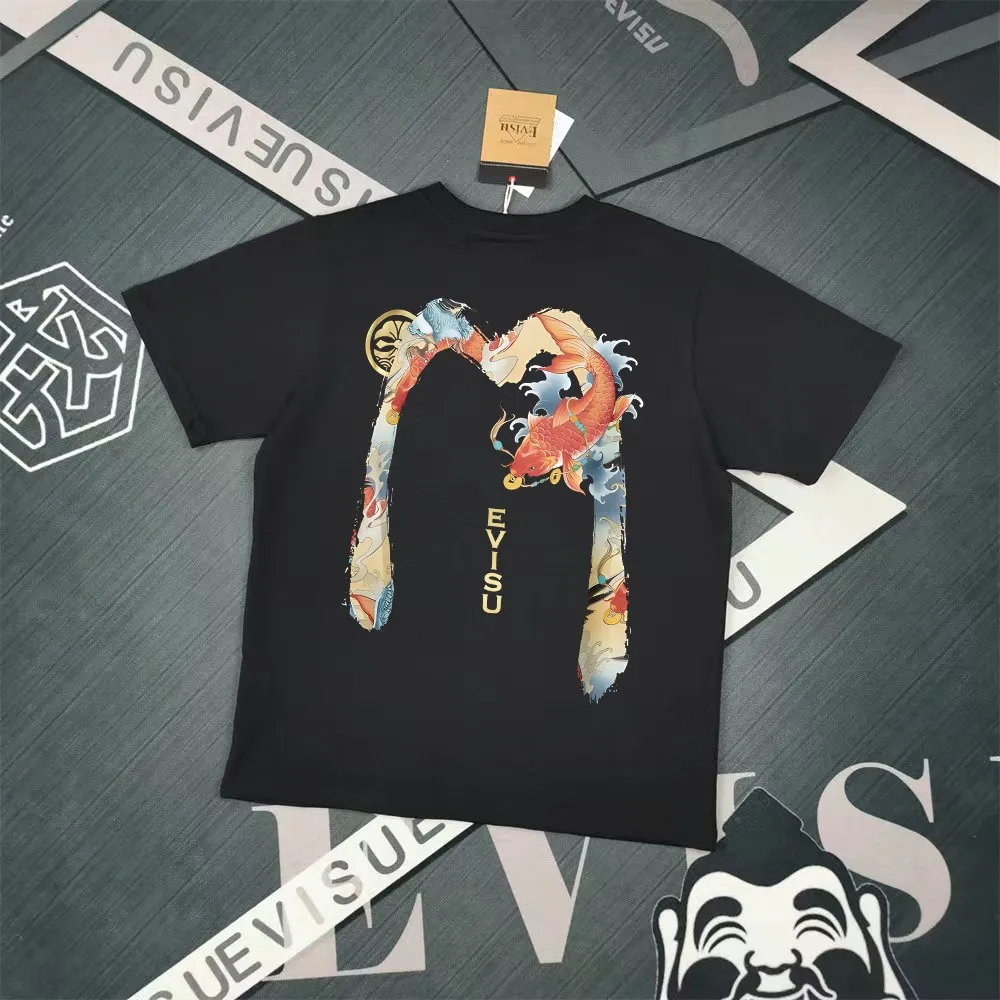 Evisu 2025New Arrival T ⚠ Quality⚠ Same Style T 。 ，Black S-XXL，White S-XXL，Gray M-XXL，Red S-XXL， Red M-XXL